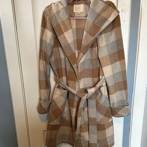 a new day Tan and Cream Plaid Coat
